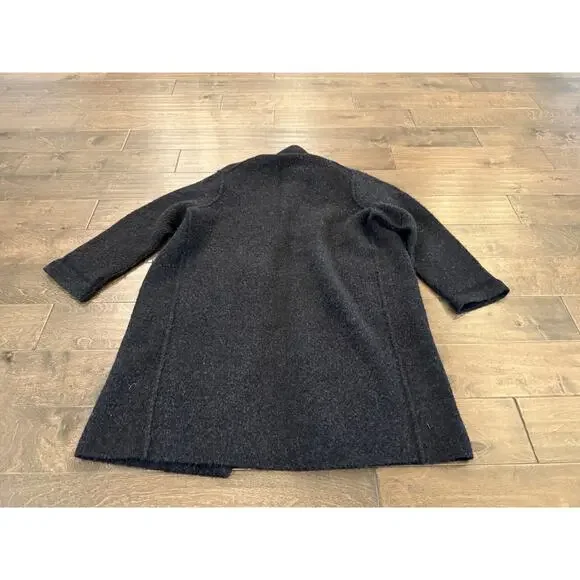 Vince Womens Black Long Brushed Wool Alpaca One Button Jacket Overcoat M $695 - Picture 3 of 10